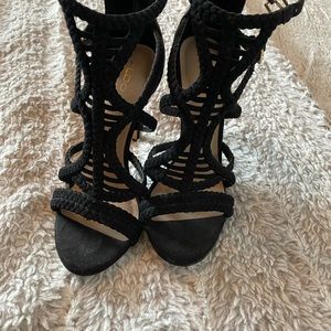 Aldo black open toe heels